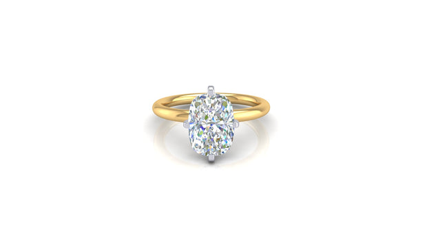 Penny Elongated Cushion Two Tone Diamond Solitaire Engagement Ring (2.50ct.)