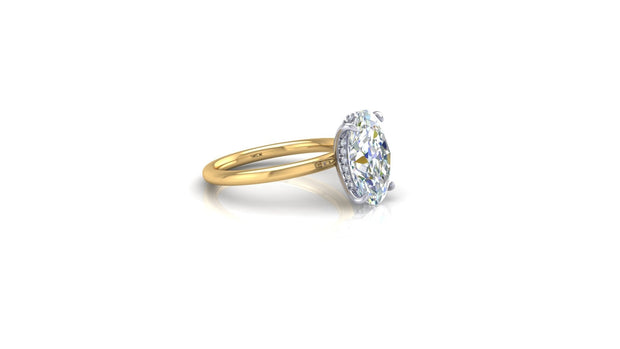 Yonne Oval Hidden Halo Two Tone Solitaire Engagement Ring (4.08cttw)