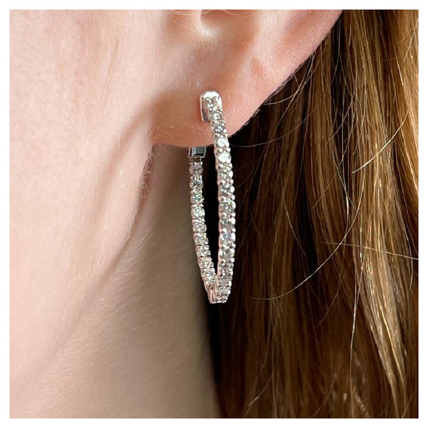 Inside Out Oval Hoop Diamond Earrings