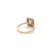 Bayeux Emerald Cut Blue Zircon & Diamond Halo Ring (2.65cttw.)